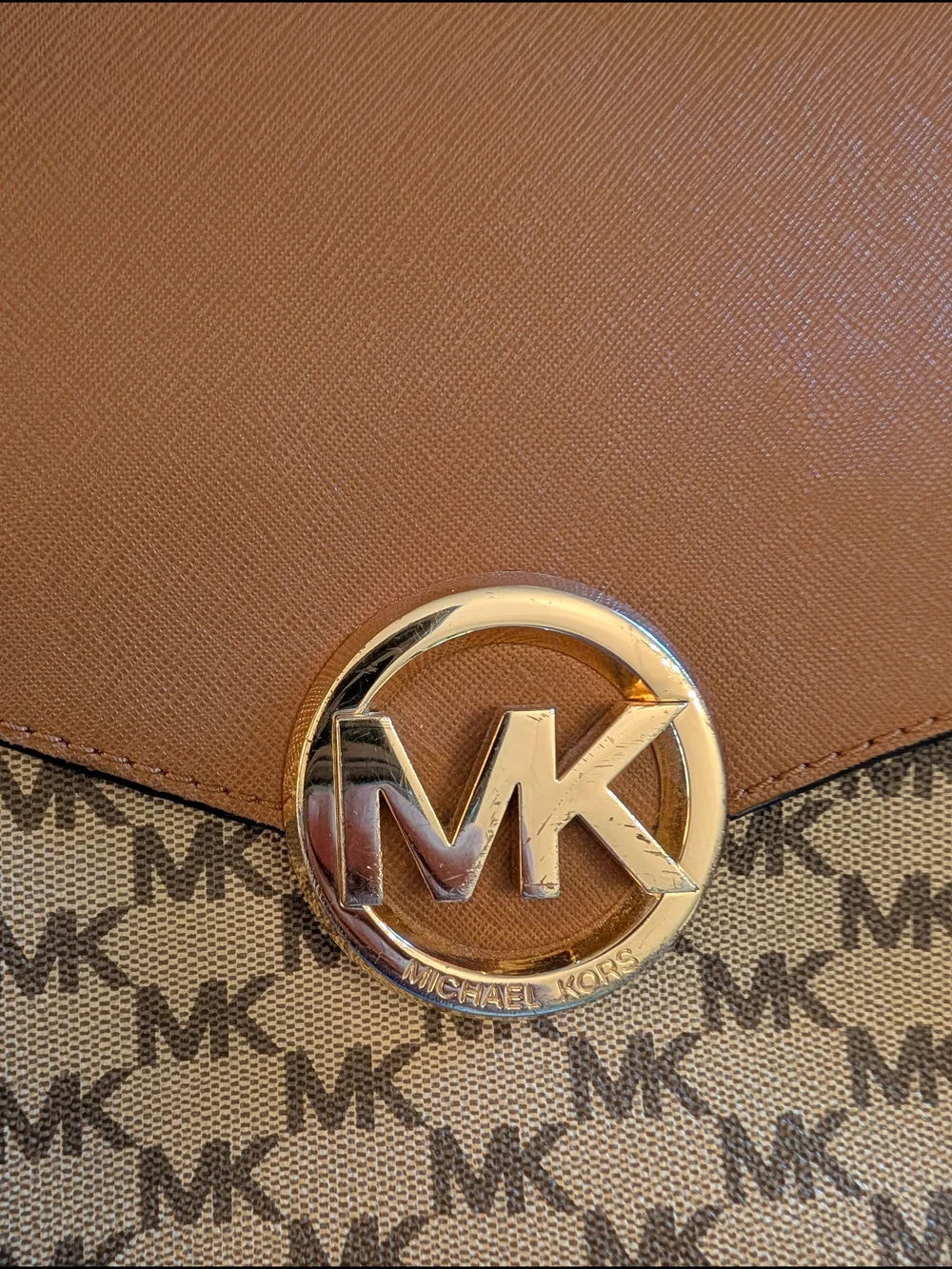 Michael Kors Tan Signature MK Logo Satchel